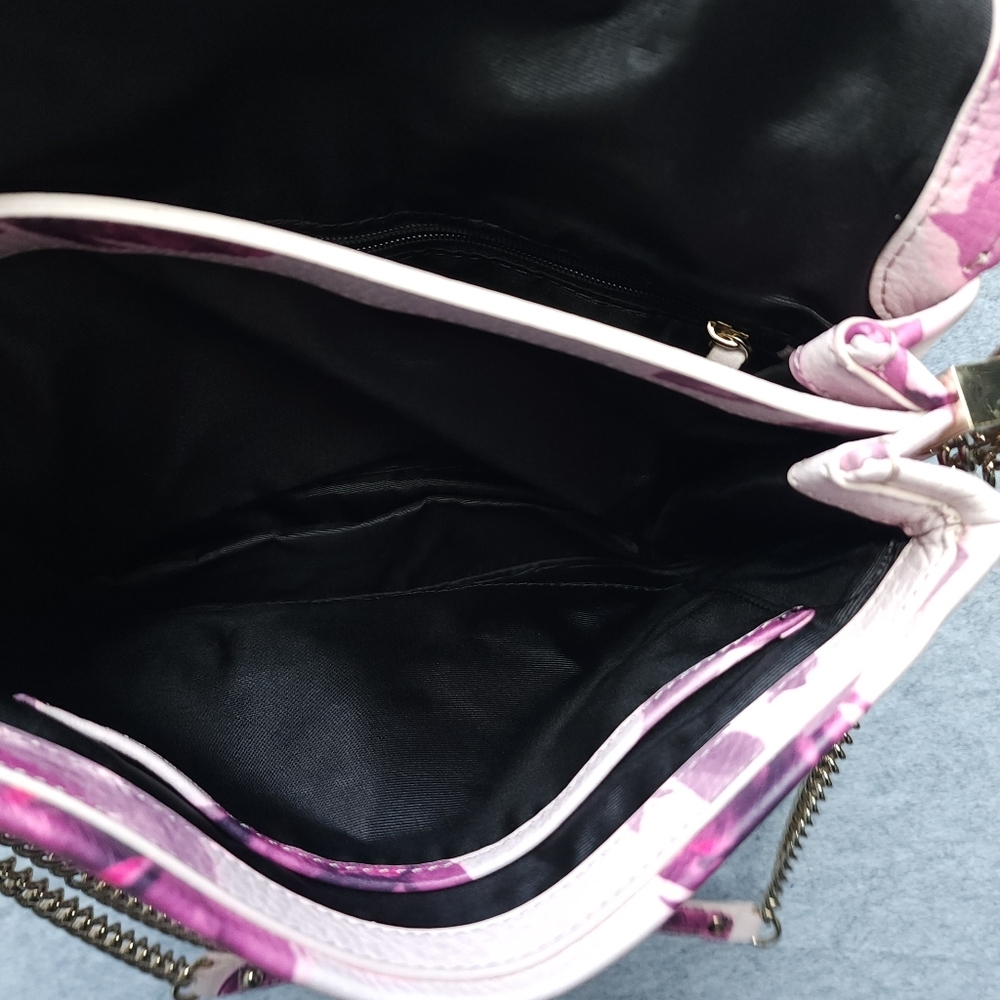 Kate Spade Emerson Place Roses Lenia Leather Shoulder Bag In Plum Dawn - Picture 11 of 13